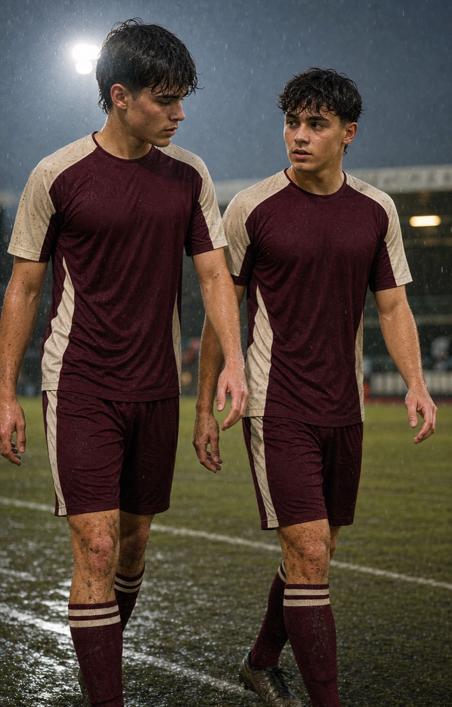 Burgundy and cream custom football team kit