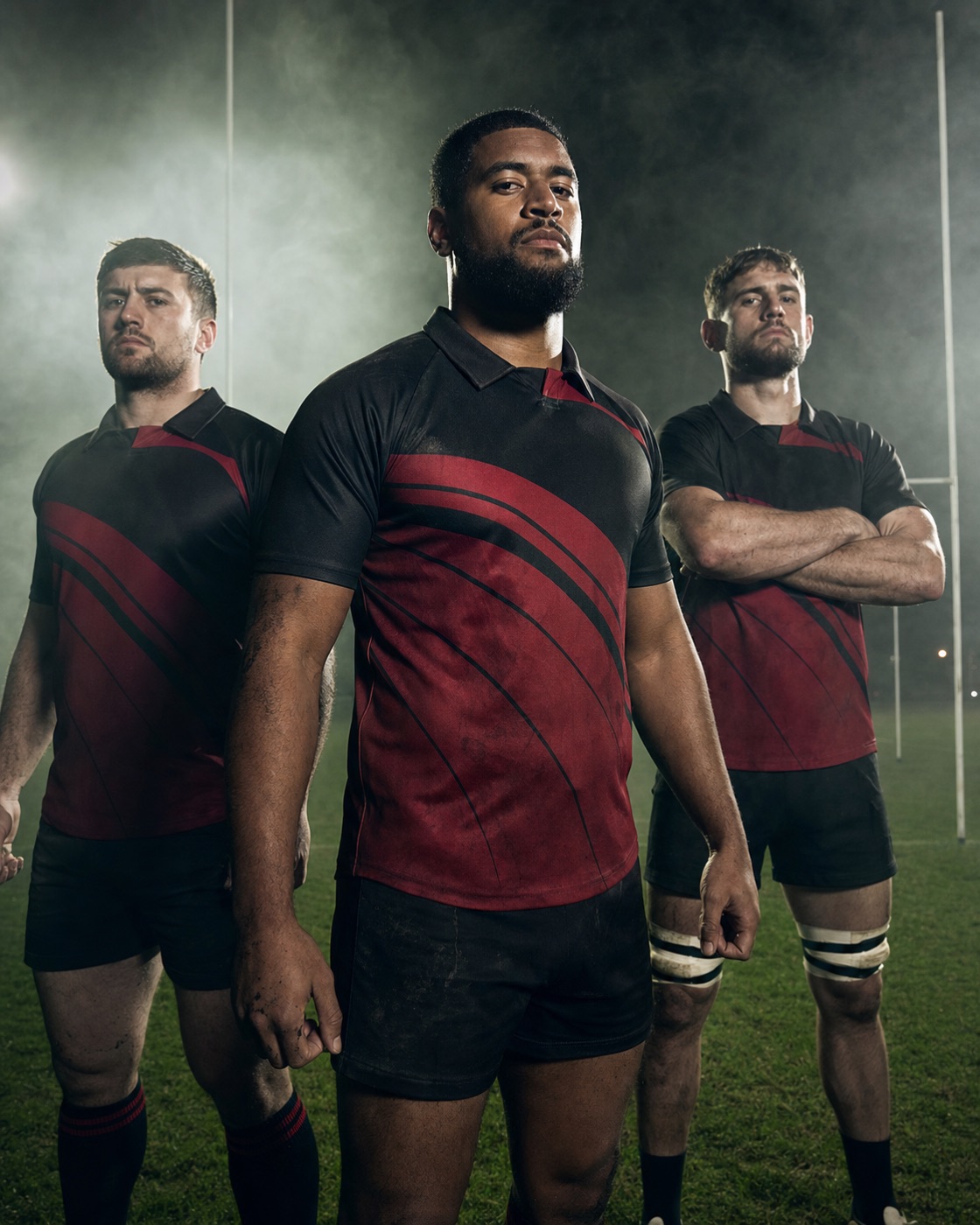 Red and black custom rugby jerseys