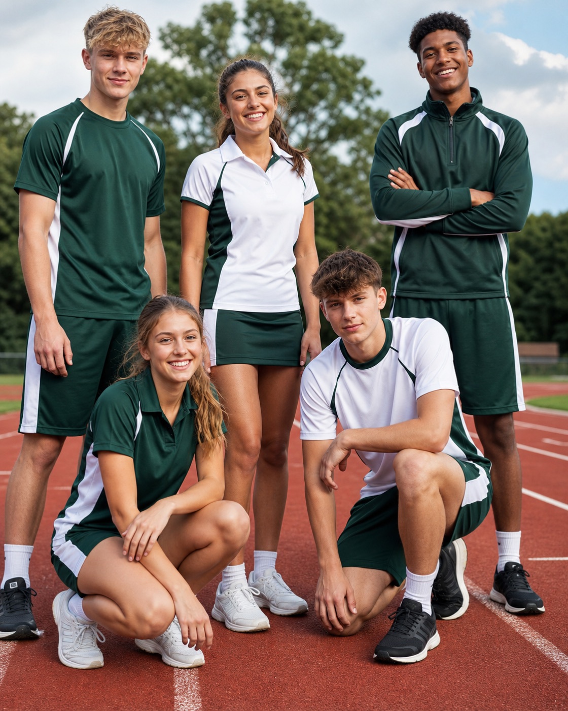 Green and white school sports kit collection